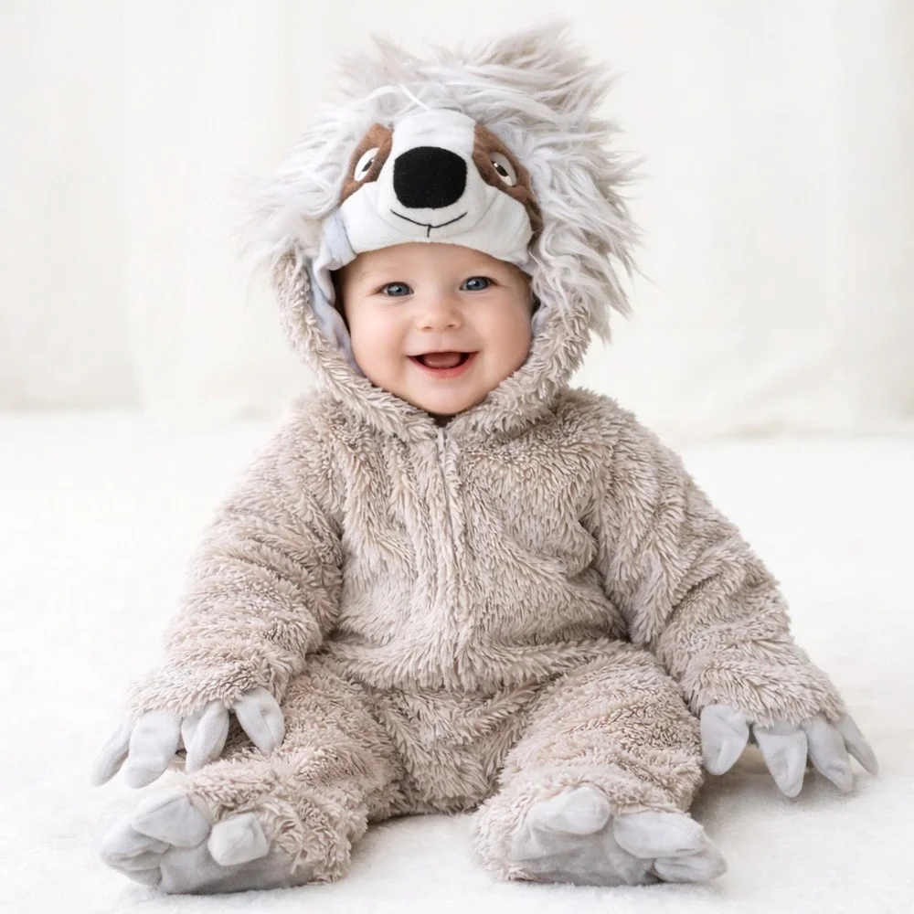 Princess Paradise Sloth Costume Baby 6–12 Months Gray Furry One Piece
